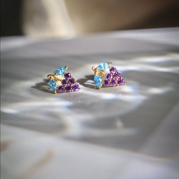 14k real gold grape earring perfect gift - Picture 3 of 8